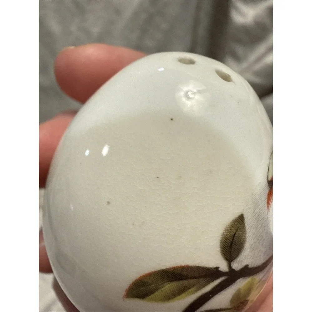 SANDFORD Egg Salt & Pepper Shakers DOGWOOD Flowers FINE BONE CHINA England PLUGS